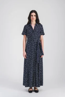 Robe chemis longue fluide à pois
