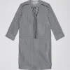 Robe chemise rayée marine en habotai de soie