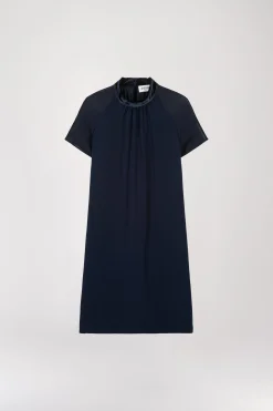 Robe courte bi-matière marine