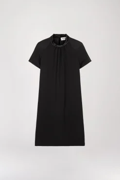 Robe courte bi-matière noir