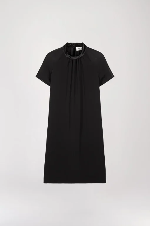 Robe courte bi-matière noir