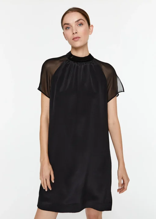 Robe courte bi-matière noir