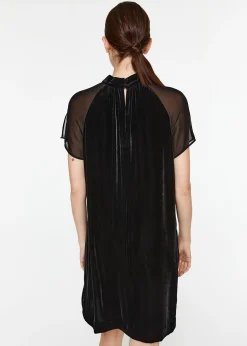 Robe courte bi-matière noir