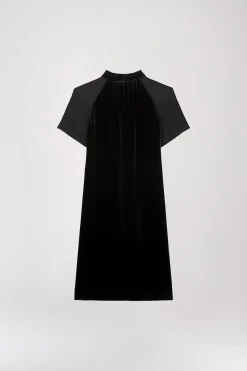 Robe courte bi-matière noir