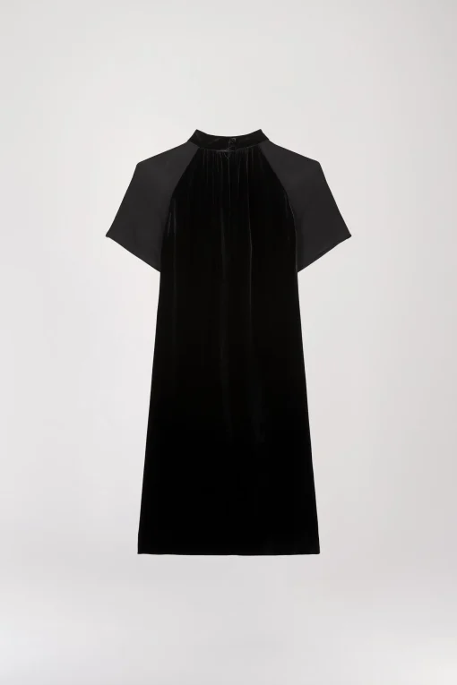 Robe courte bi-matière noir