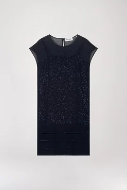 Robe droite à sequins marine