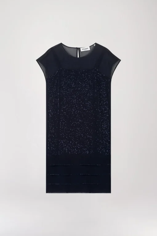 Robe droite à sequins marine