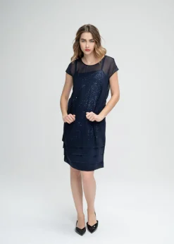 Robe droite à sequins marine