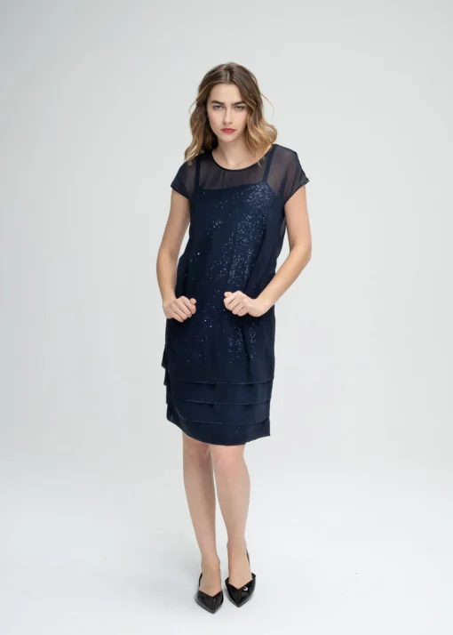 Robe droite à sequins marine