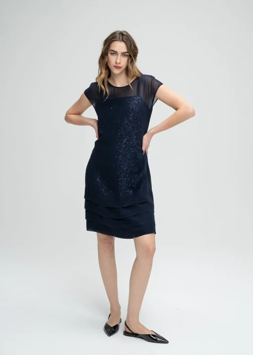 Robe droite à sequins marine