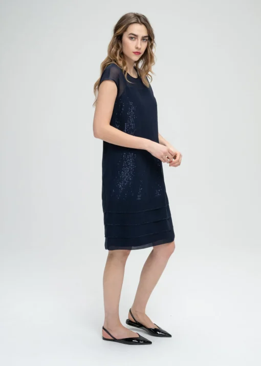 Robe droite à sequins marine