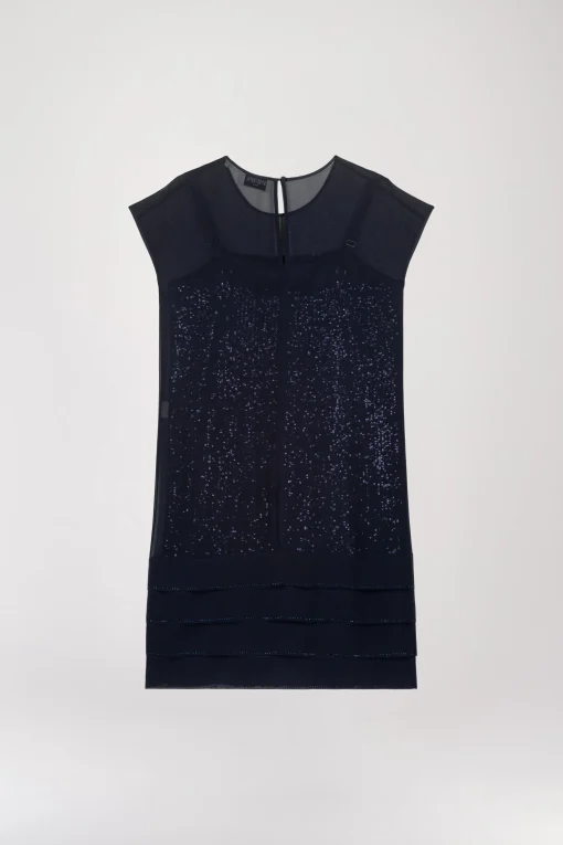 Robe droite à sequins marine