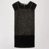 Robe droite à sequins or