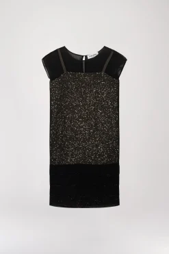 Robe droite à sequins or