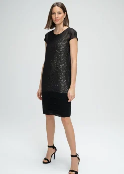 Robe droite à sequins or