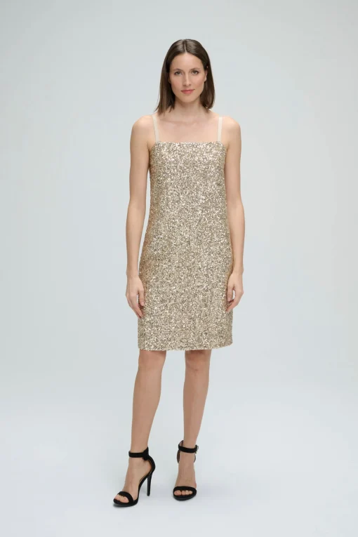 Robe droite à sequins or