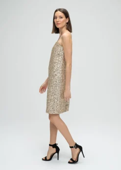 Robe droite à sequins or