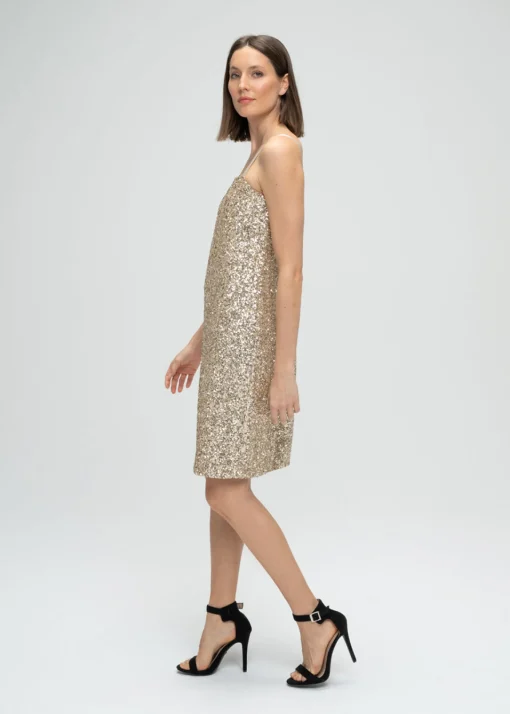 Robe droite à sequins or