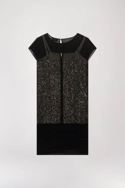 Robe droite à sequins or