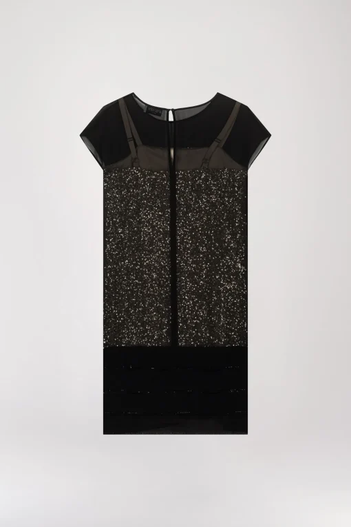 Robe droite à sequins or