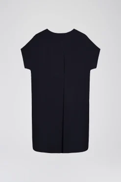 Robe droite en soie marine