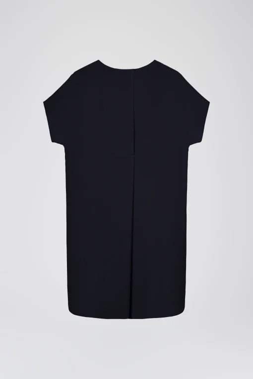 Robe droite en soie marine