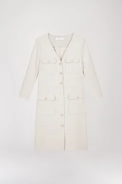 Robe droite militaire beige