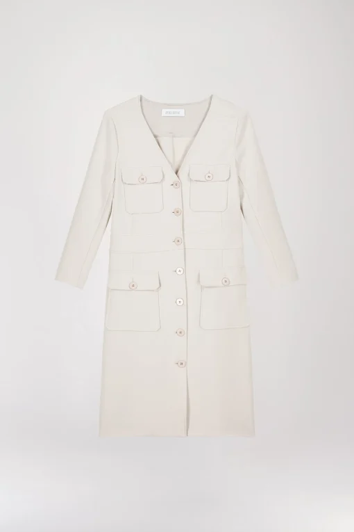 Robe droite militaire beige