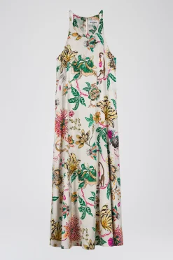 Robe longue fluide imprimée jungle