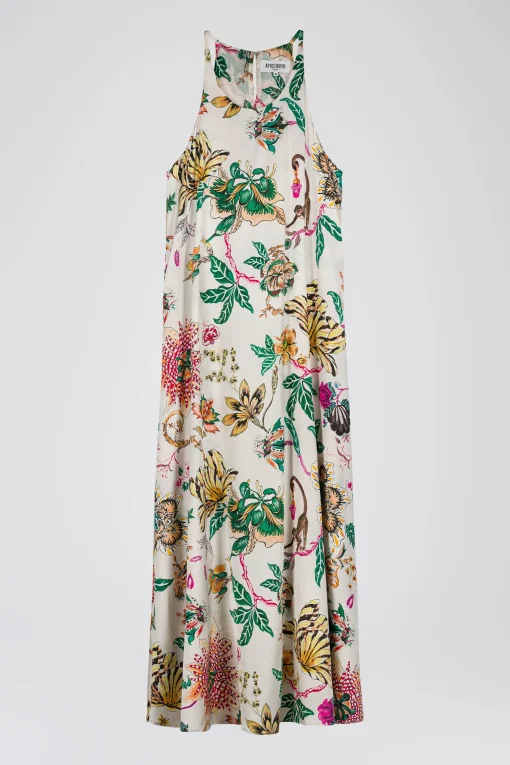 Robe longue fluide imprimée jungle