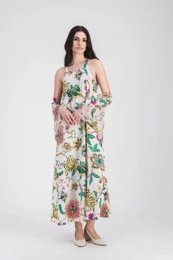 Robe longue fluide imprimée jungle