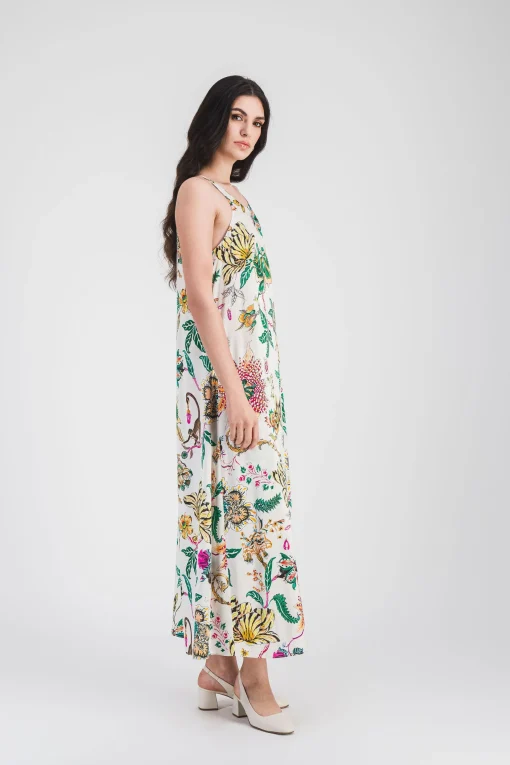 Robe longue fluide imprimée jungle