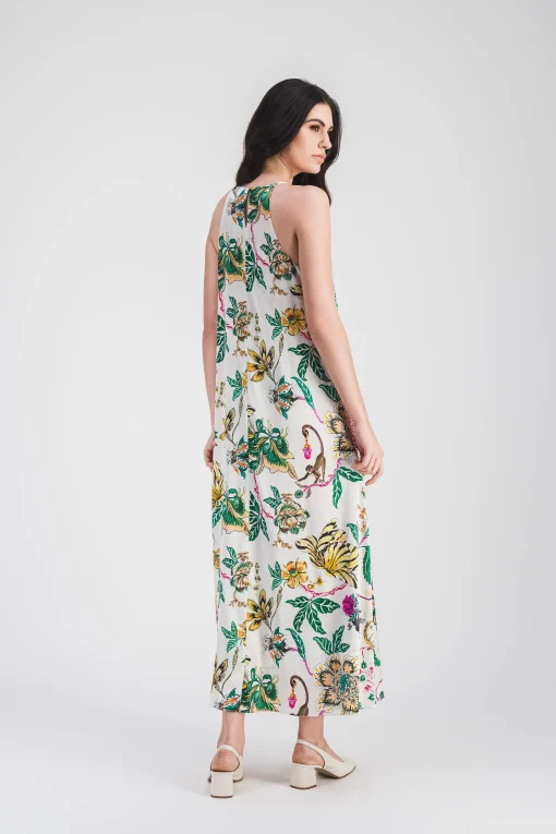 Robe longue fluide imprimée jungle