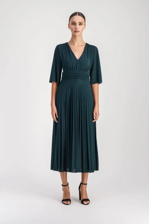 Robe Midi Pailletée Vert Moyen