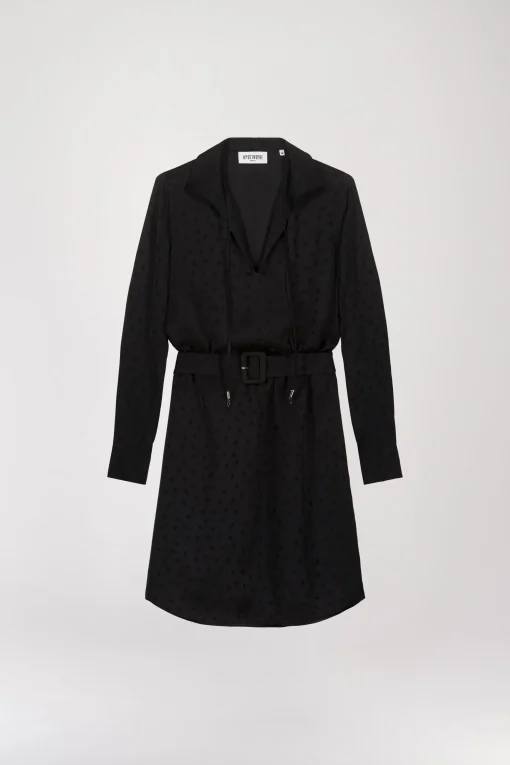 Robe mi-longue à pois noire