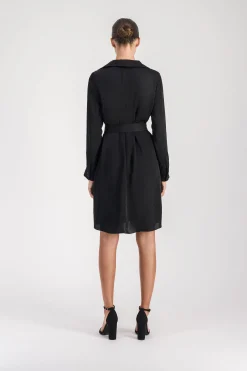 Robe mi-longue à pois noire