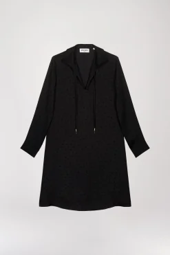 Robe mi-longue à pois noire