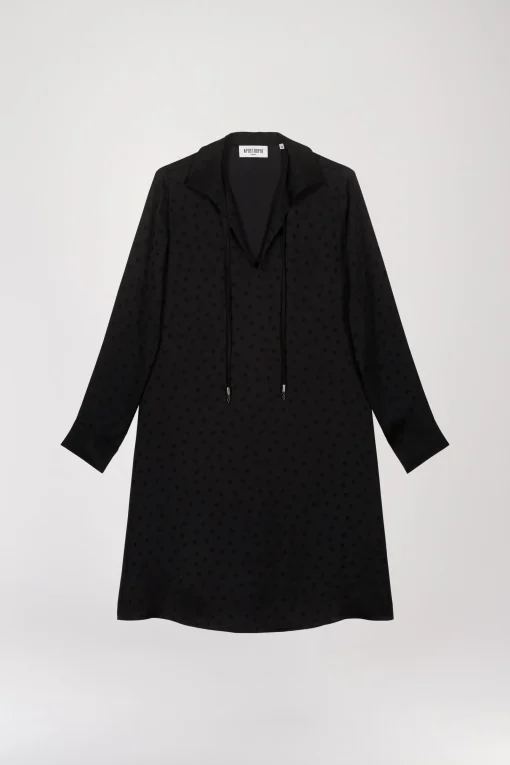 Robe mi-longue à pois noire