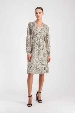 Robe mi-longue léopard