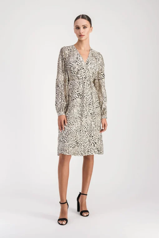 Robe mi-longue léopard