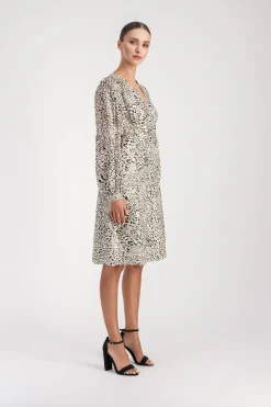 Robe mi-longue léopard