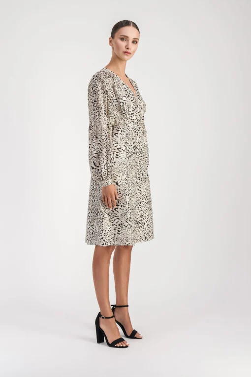 Robe mi-longue léopard