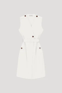 Robe trench col V blanc cassé