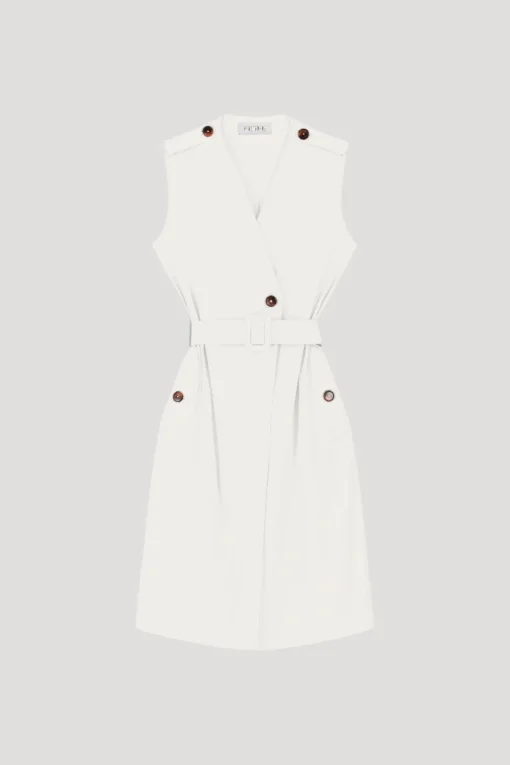 Robe trench col V blanc cassé