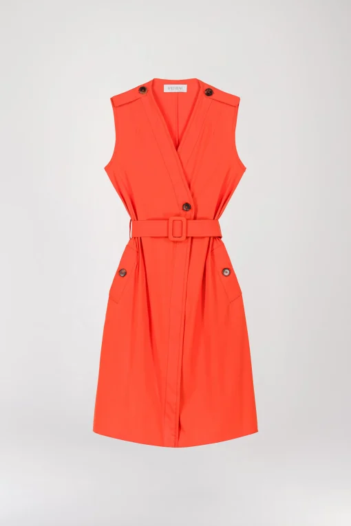 Robe trench col V corail