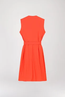 Robe trench col V corail