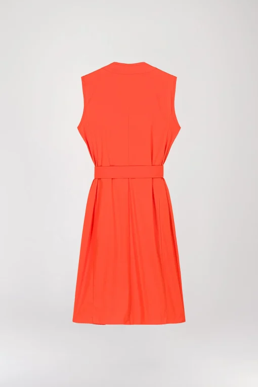 Robe trench col V corail
