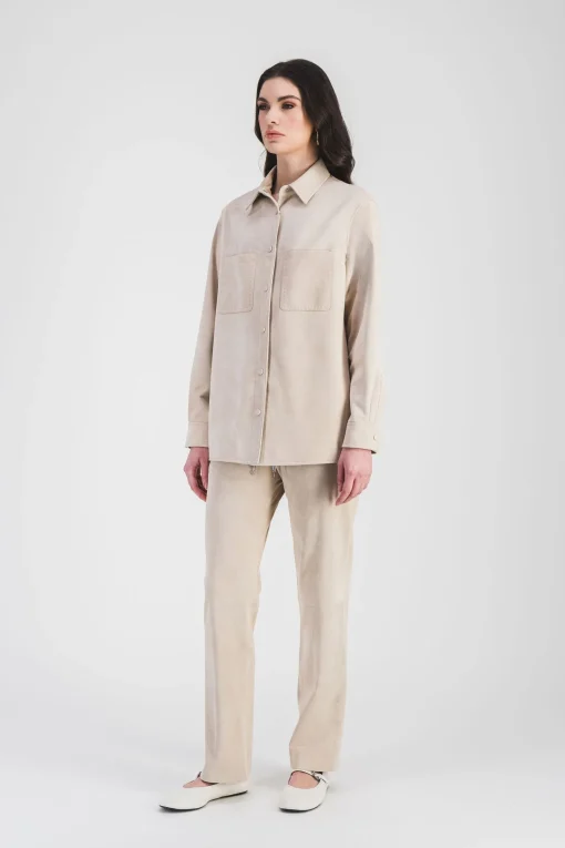 Surchemise en daim beige clair