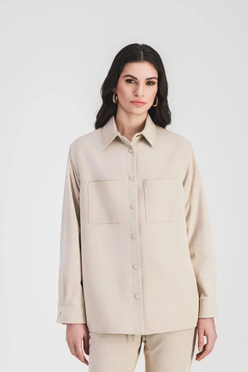 Surchemise en daim beige clair