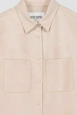Surchemise en daim beige clair